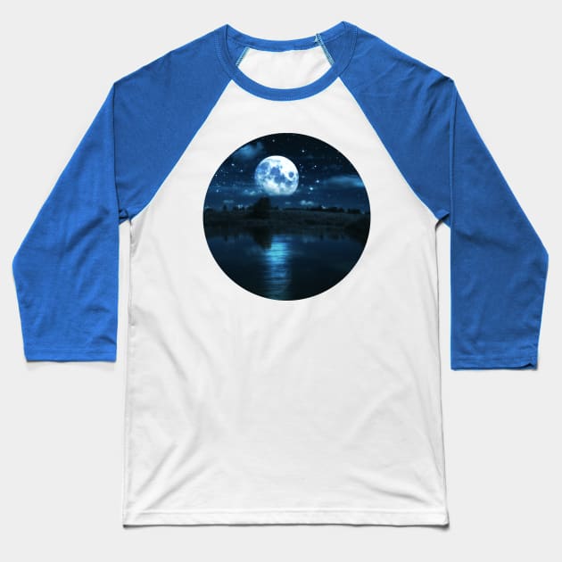 Full moon over river Baseball T-Shirt by AnnArtshock